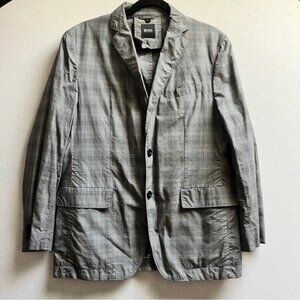Hugo Boss Miltoz lightweight cotton checker plaid blazer Sz 38R